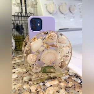 Vintage Seashell Napkin Holder Acrylic Coastal Beach Sand Dollars